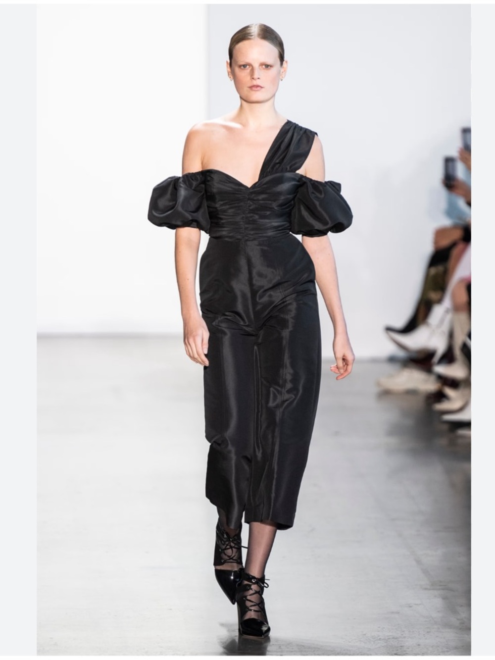 Self Portrait Black Taffeta one shoulder Jumpsuit